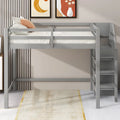 Cama alta de tamaño completo con armario de almacenamiento y escalera integrados