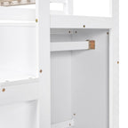 Cama alta de tamaño completo con armario de almacenamiento y escalera integrados
