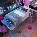 Litera alta Twin Wood Gaming con escritorio LED