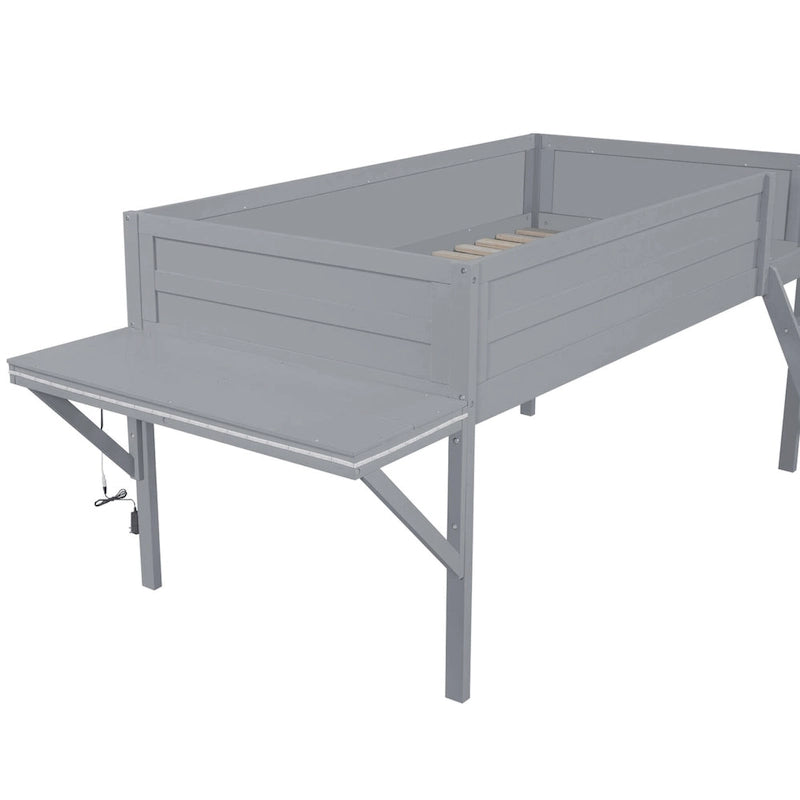 Litera alta Twin Wood Gaming con escritorio LED