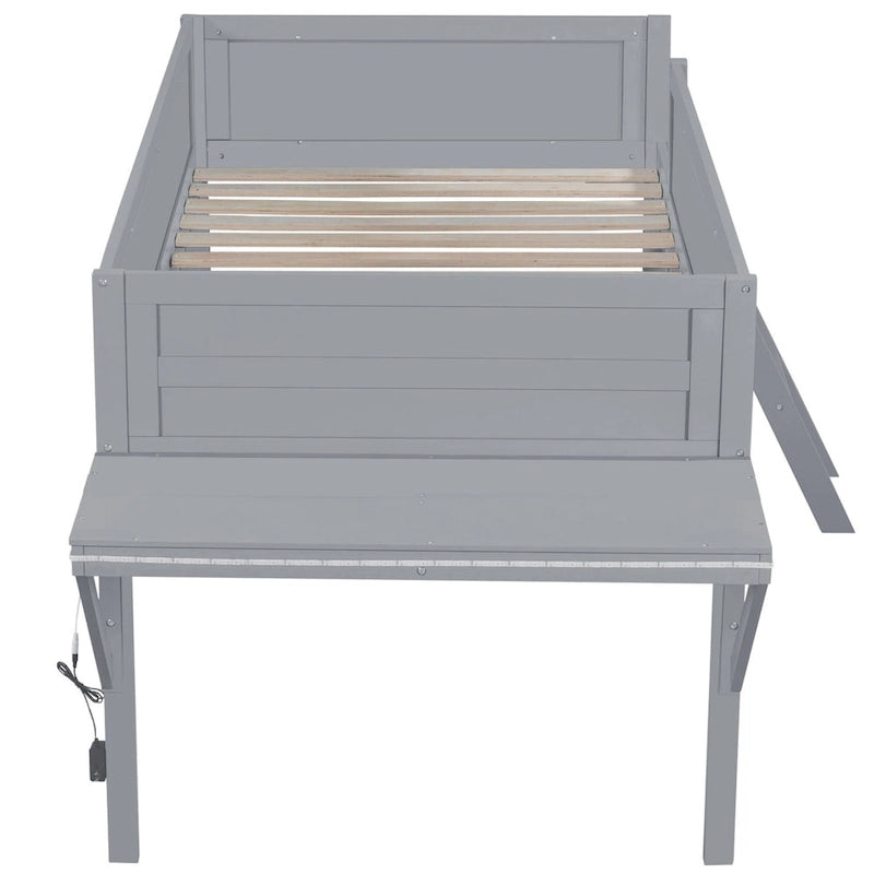Litera alta Twin Wood Gaming con escritorio LED