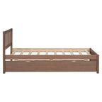Cama nido con plataforma de madera con acabado en nogal, tamaño doble