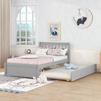 Cama nido plataforma de madera gris tamaño individual