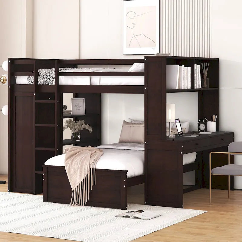 Cama alta matrimonial con cama individual independiente