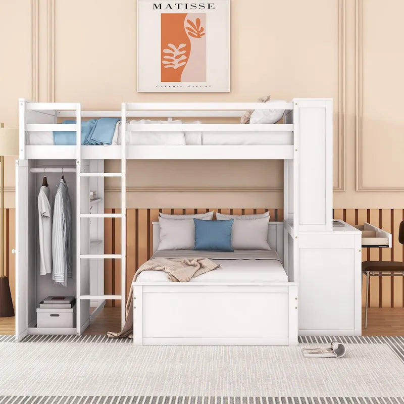 Cama alta matrimonial con cama individual independiente