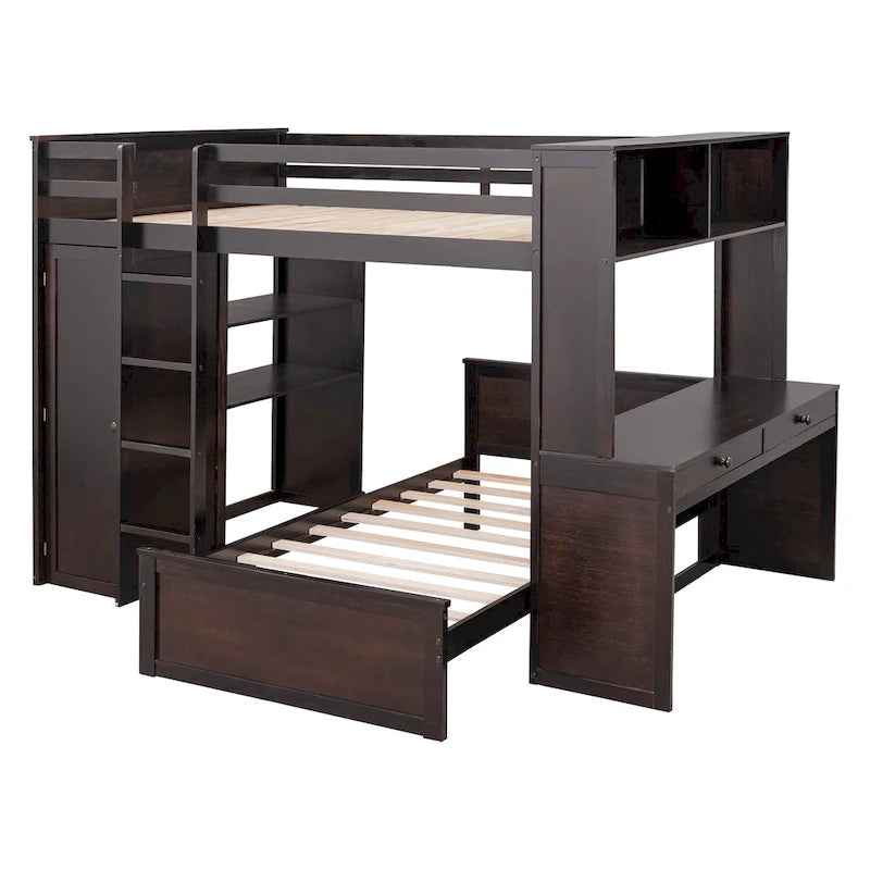 Cama alta matrimonial con cama individual independiente