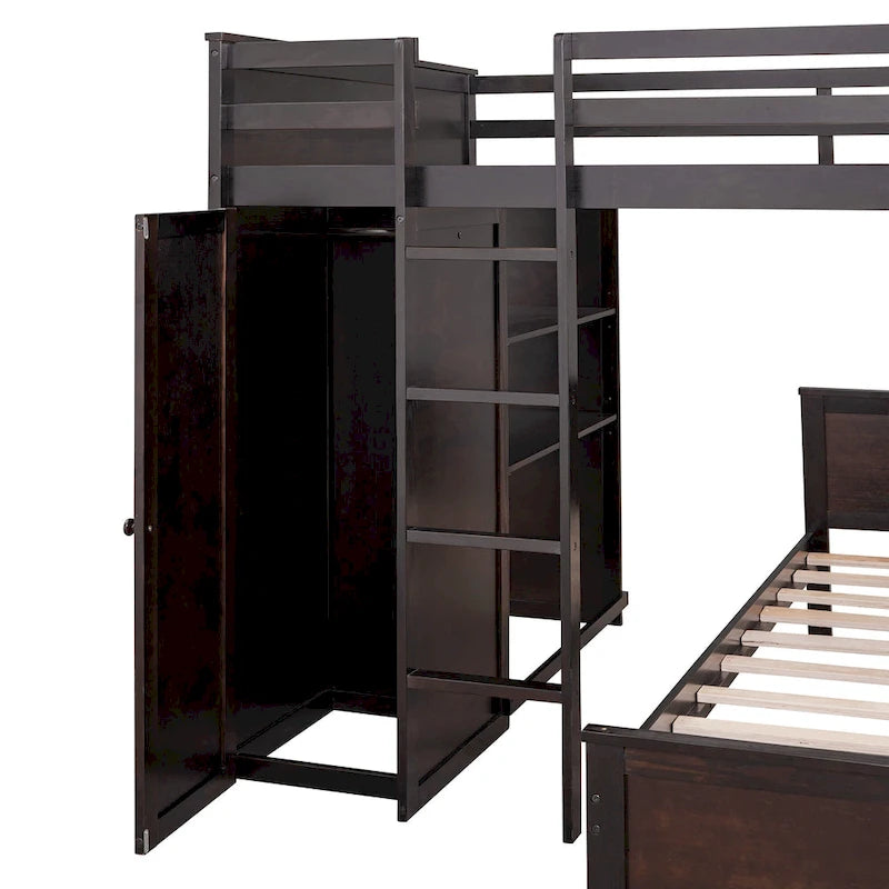Cama alta matrimonial con cama individual independiente