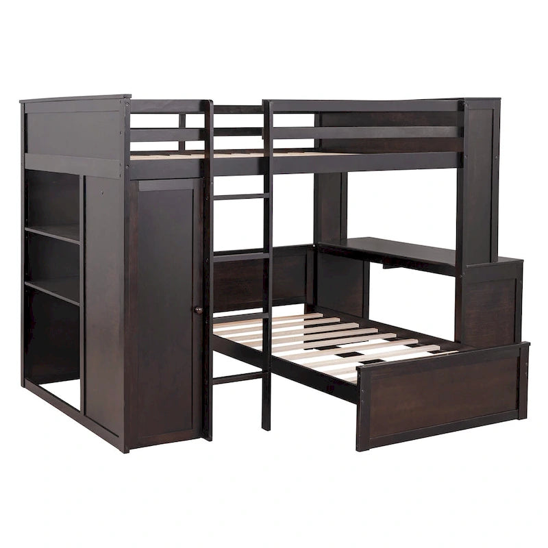 Cama alta matrimonial con cama individual independiente