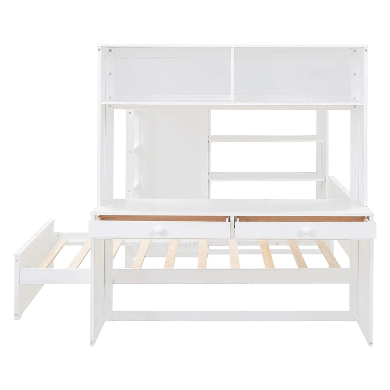 Cama alta matrimonial con cama individual independiente