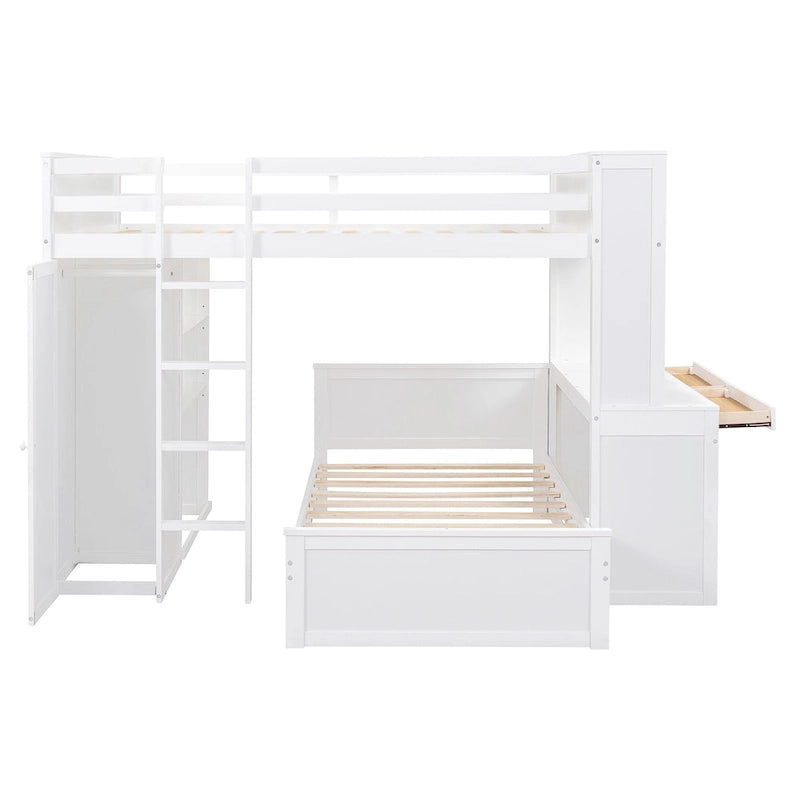 Cama alta matrimonial con cama individual independiente