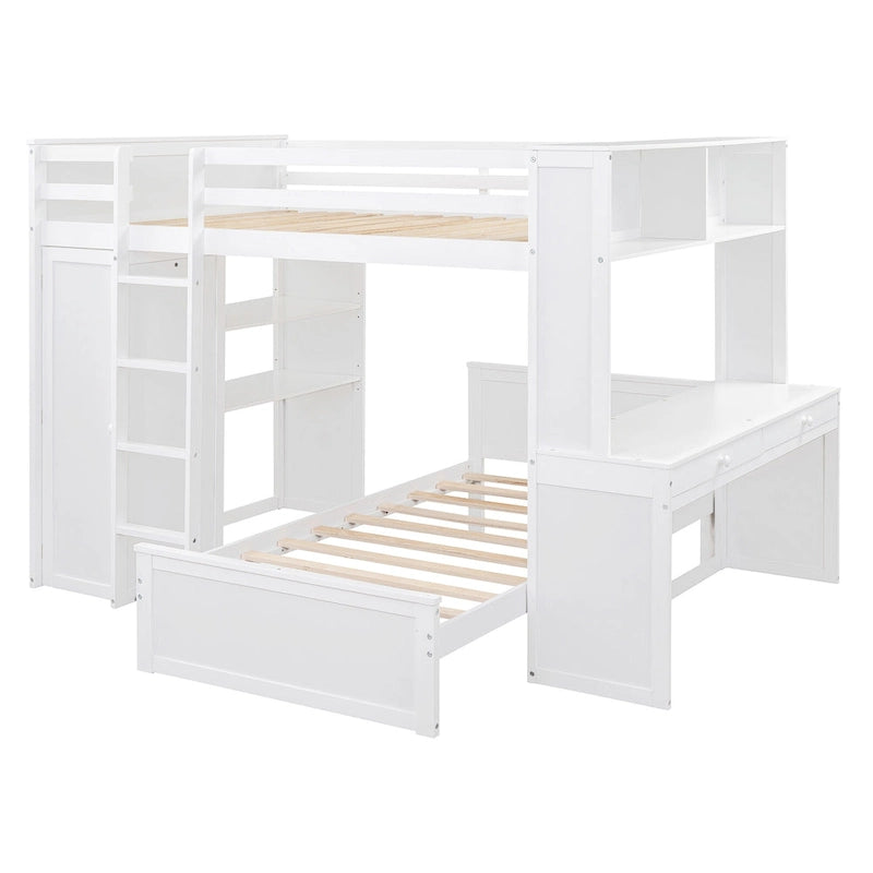 Cama alta matrimonial con cama individual independiente