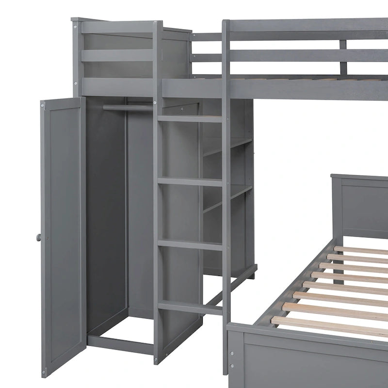 Cama alta matrimonial con cama individual independiente
