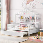 Cama casa de tamaño matrimonial con cama nido individual