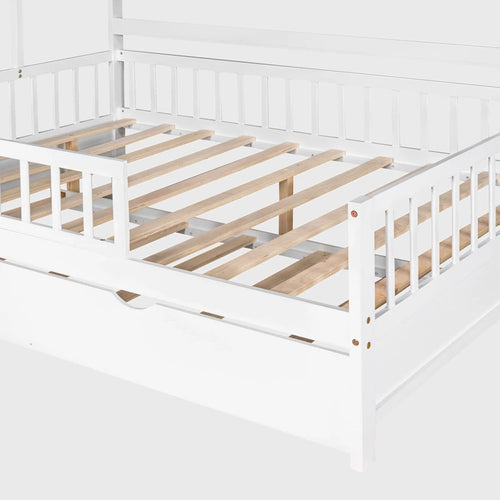 Cama casa de tamaño matrimonial con cama nido individual