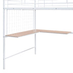 Cama alta de metal de tamaño completo con escritorio y, elegante estructura de metal con escalera de almacenamiento lateral y armario, negra