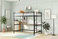 Full Metal Loft Bed with Desk and Shelve, Black