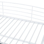Cama alta de tamaño completo con 4 capas de estantes y escritorio en forma de L, elegante cama con estructura de metal, puertos USB y carga inalámbrica, color blanco
