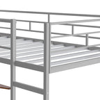 Cama alta metálica individual con escritorio y estantes