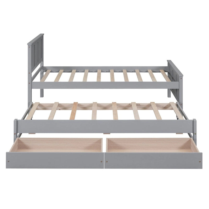 Cama de plataforma con cama nido y cajones