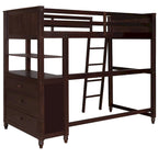 Cama alta individual de madera maciza con cajones, escritorio y estantes - Cama alta de madera que ahorra espacio - Blanca/Gris/Negra