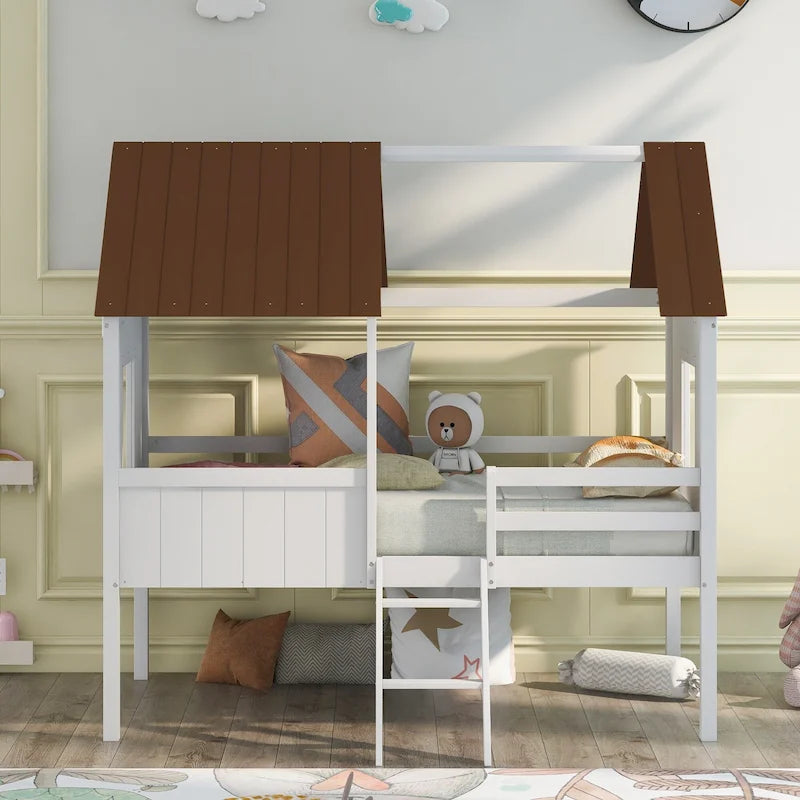 Cama baja tipo casa tamaño Twin
