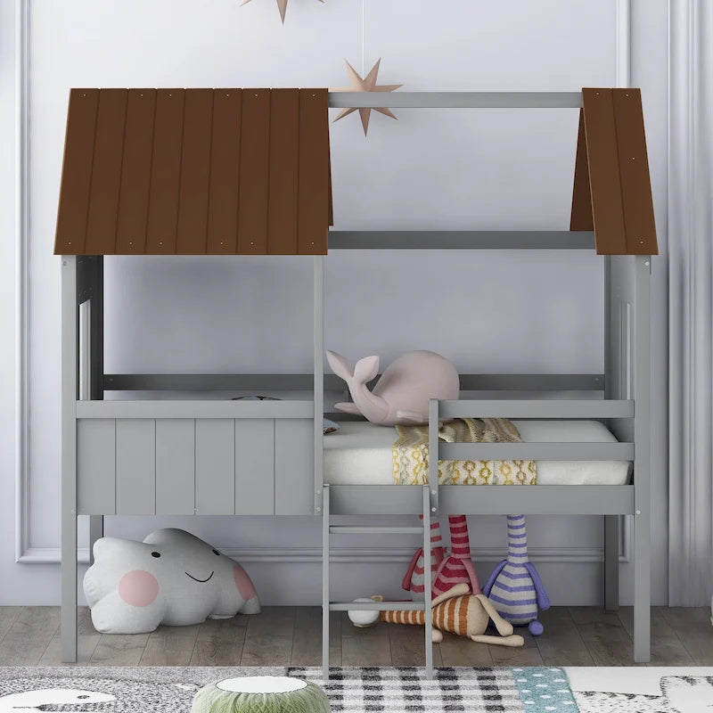 Cama baja tipo casa tamaño Twin