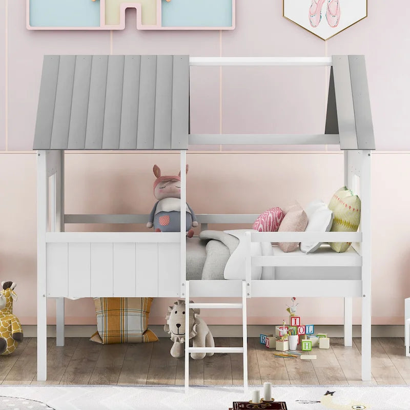Cama baja tipo casa tamaño Twin
