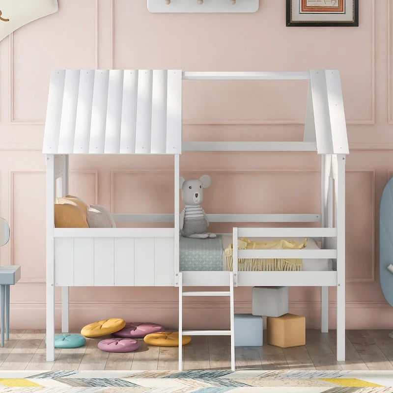 Cama baja tipo casa tamaño Twin