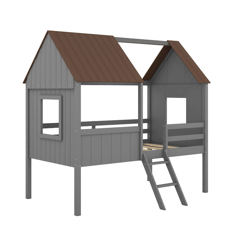 Cama baja tipo casa tamaño Twin