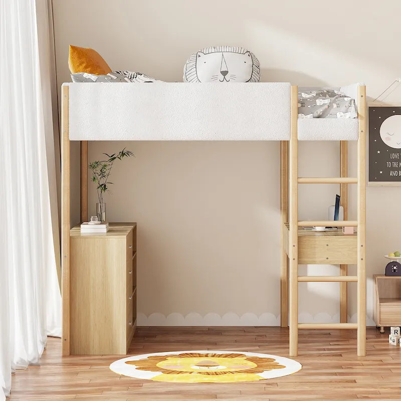 Cama alta de forro polar Teddy de tamaño matrimonial