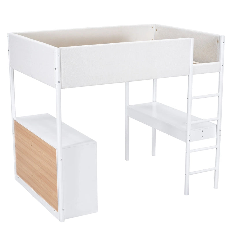 Cama alta de forro polar Teddy de tamaño matrimonial