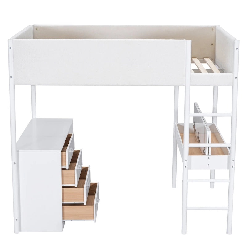 Cama alta de forro polar Teddy de tamaño matrimonial