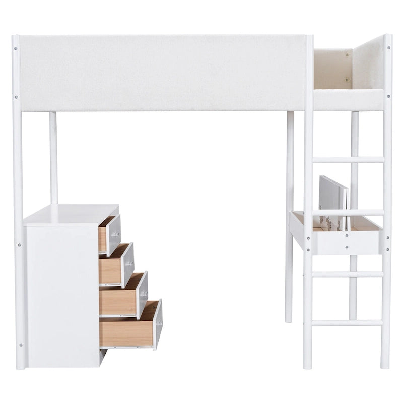 Cama alta de forro polar Teddy de tamaño matrimonial