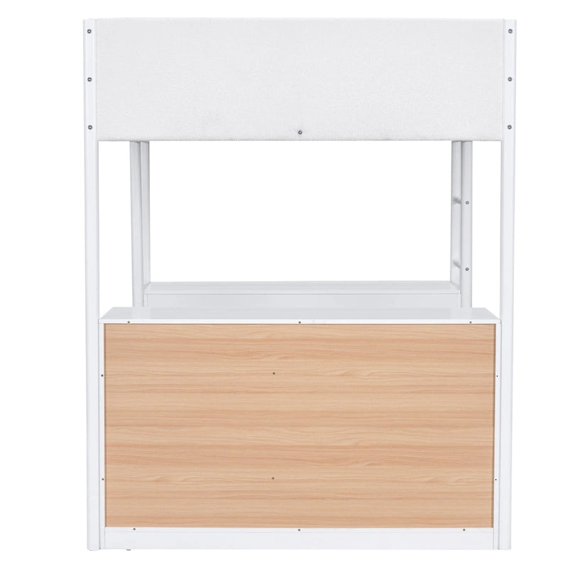 Cama alta de forro polar Teddy de tamaño matrimonial