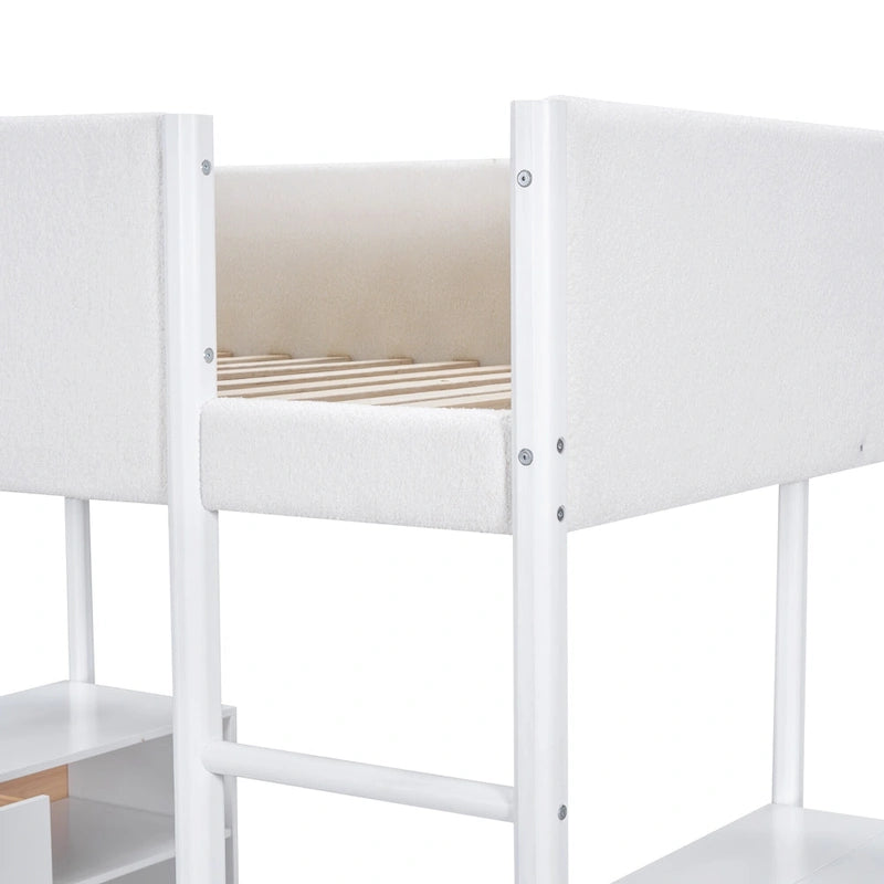 Cama alta de forro polar Teddy de tamaño matrimonial