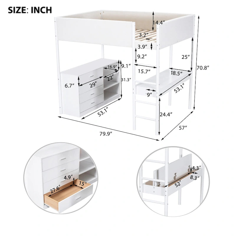 Cama alta de forro polar Teddy de tamaño matrimonial