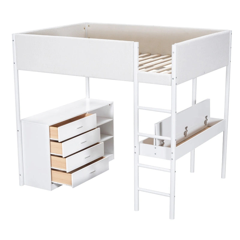 Cama alta de forro polar Teddy de tamaño matrimonial