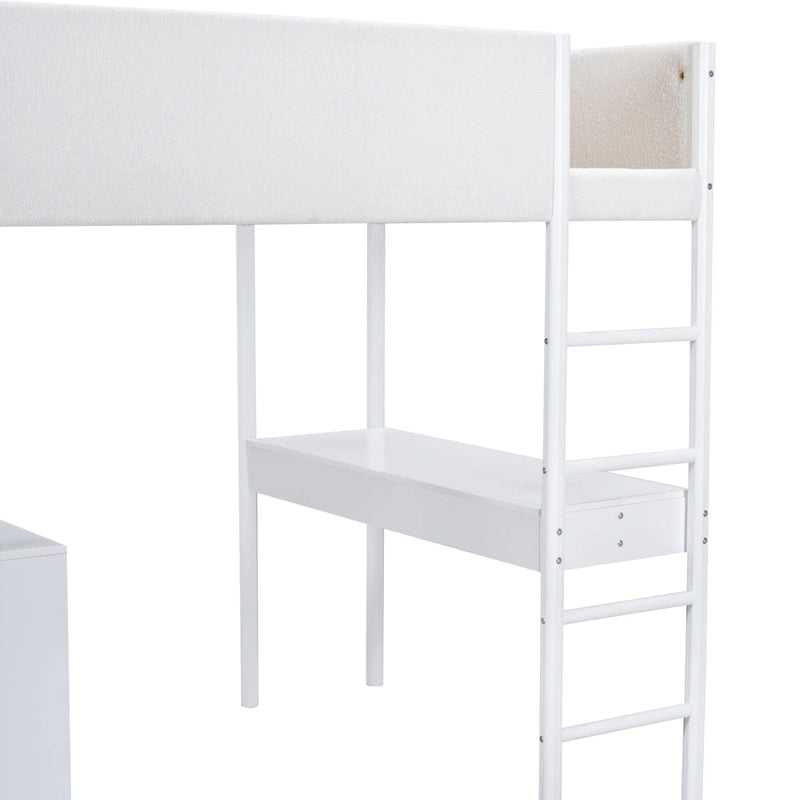 Cama alta de forro polar Teddy de tamaño matrimonial