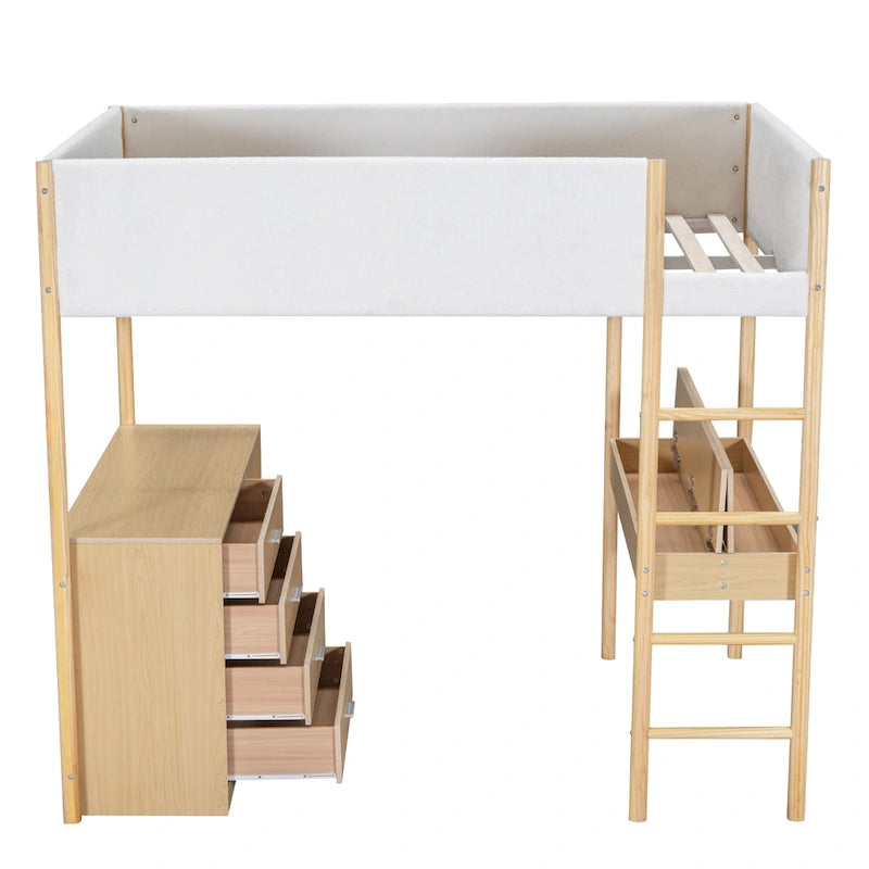 Cama alta de forro polar Teddy de tamaño matrimonial