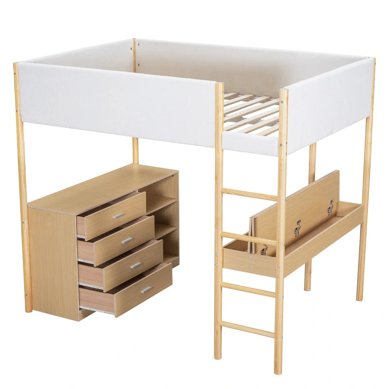 Cama alta de forro polar Teddy de tamaño matrimonial