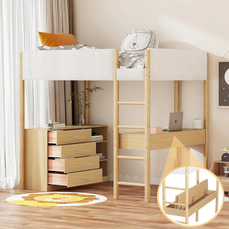 Cama alta de forro polar Teddy de tamaño matrimonial