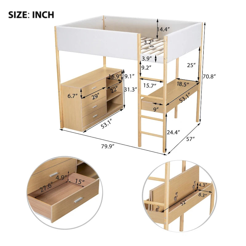 Cama alta de forro polar Teddy de tamaño matrimonial