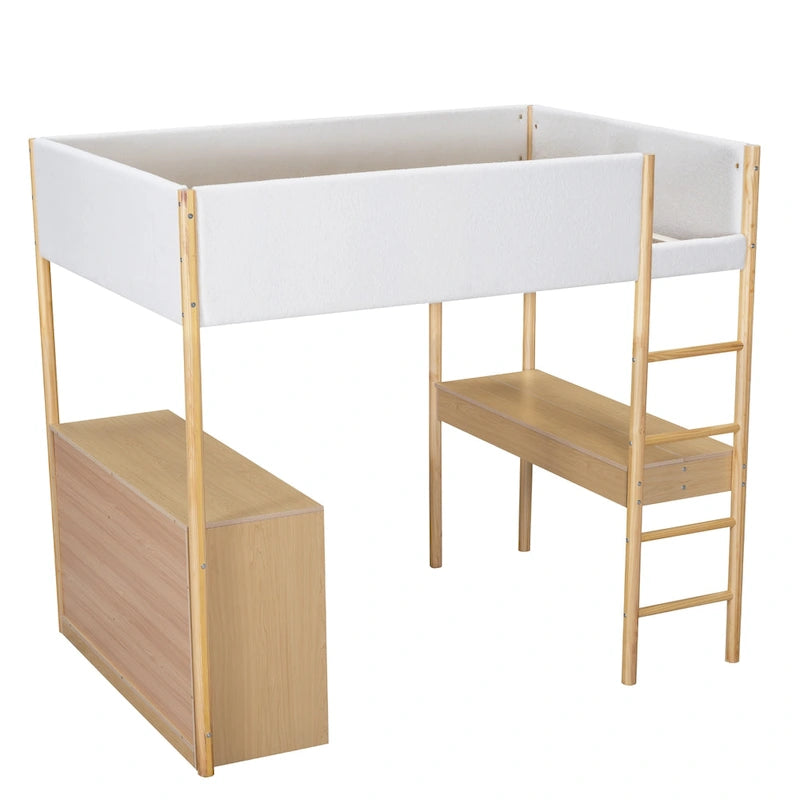 Cama alta de forro polar Teddy de tamaño matrimonial