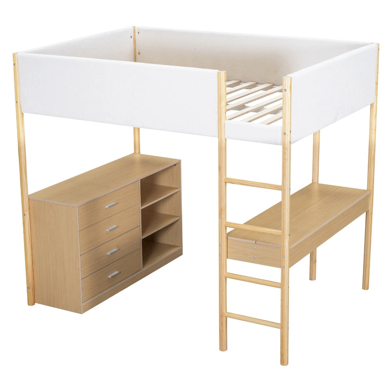 Cama alta de forro polar Teddy de tamaño matrimonial