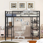 Twin Metal Loft Bed with Integrated Desk