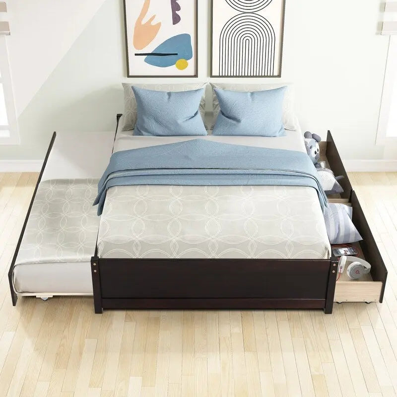 Cama Matrimonial con Cama Nido Individual y Dos Cajones