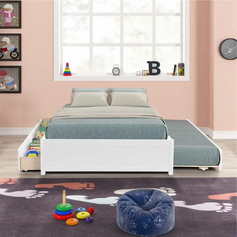 Cama Matrimonial con Cama Nido Individual y Dos Cajones