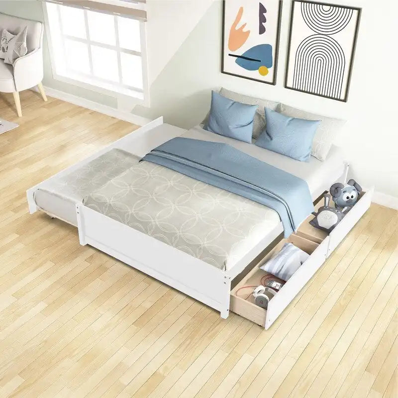 Cama Matrimonial con Cama Nido Individual y Dos Cajones