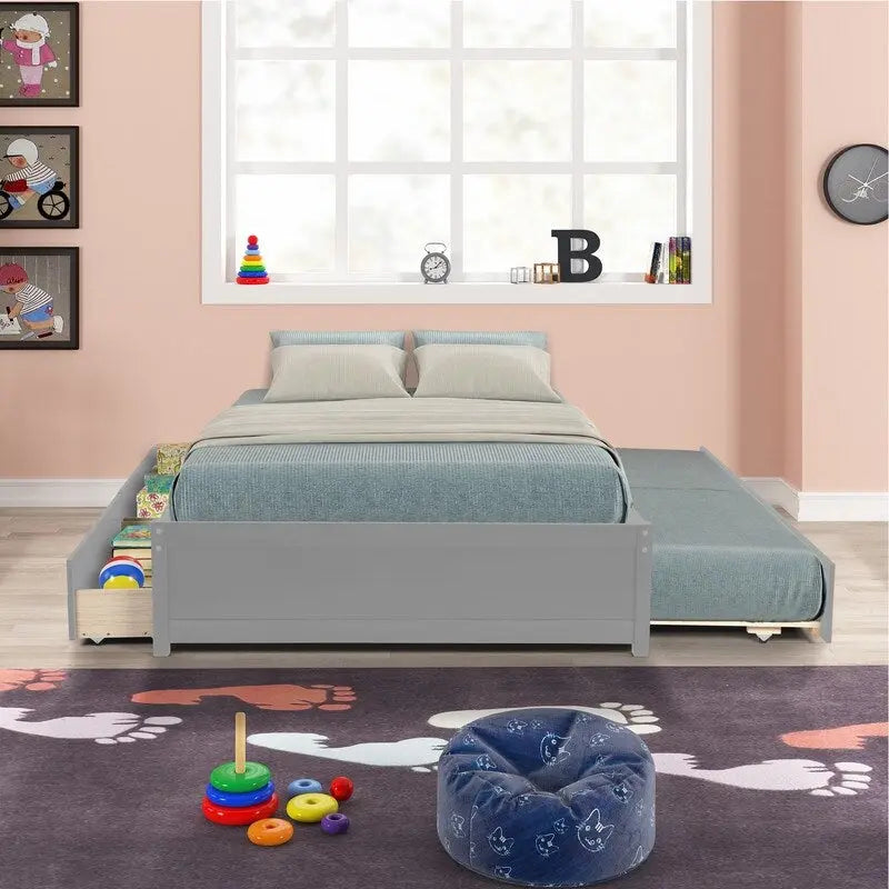 Cama Matrimonial con Cama Nido Individual y Dos Cajones