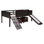 Cama Alta Individual con Tres Pizarras, Dos Cajas de Almacenamiento y Tobogán, Perfecta para Jugar en la Habitación de los Niños